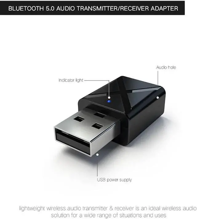 Alt view image 3 of 4 - Aomoproing Kebidu-receptor inalámbrico con Bluetooth V5.0, transmisor de Audio y música, adaptador estéreo Dongle para TV, PC, audífonos con Altavoz Bluetooth