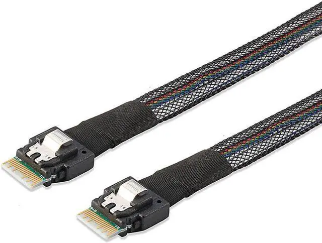 Alt view image 3 of 3 - Aomoproing Slim SAS 38P SFF-8654 to SFF8654 / MINI SAS 38P SFF-8654 to SFF-8643 12Gbps Server Hard Drive HDD Data Transmission Cable 50cm