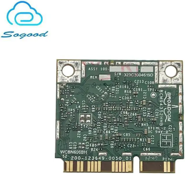 Alt view image 3 of 3 - Aomoproing For AzureWave Broadcom BCM94352HMB BCM94352 DW1550 802.11/ac 867Mbps wifi Half Mini PCI-E Wireless Card with Bluetooth 4.0