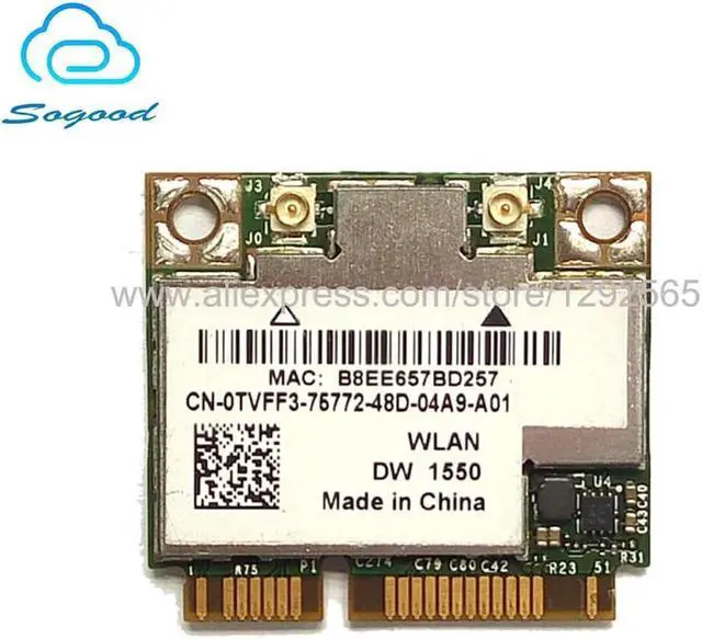 Alt view image 2 of 3 - Aomoproing For AzureWave Broadcom BCM94352HMB BCM94352 DW1550 802.11/ac 867Mbps wifi Half Mini PCI-E Wireless Card with Bluetooth 4.0