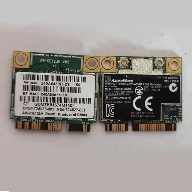 Main image of Aomoproing Dual Band BCM94352HMB Mini PCI-E Laptop Wifi Card Wireless AW-CE123H 867Mbps 802.11ac 2.4G 5G Bluetooth 4.0 support Mac OS