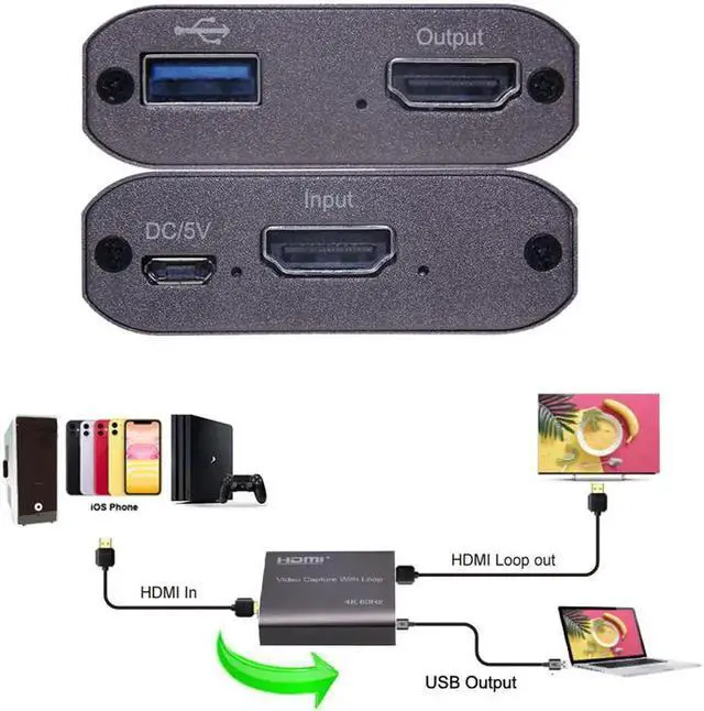 Alt view image 3 of 3 - Aomoproing HDMI Video Capture Card HD 1080P 4K 60Hz HDMI To USB 3.0 Video Capture Board Game Record Live Streaming Broadcast Local Loop Out
