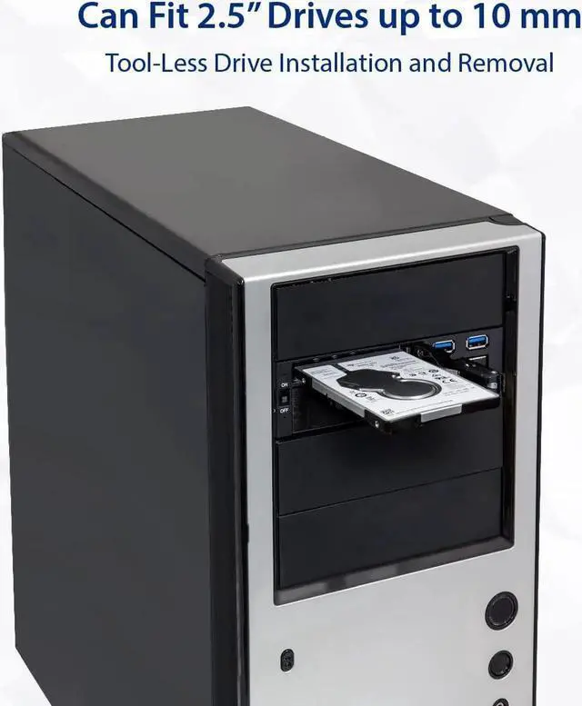 Alt view image 3 of 7 - Aomoproing  5.25" Bay Tray Less Mobile Rack for 3.5" and 2.5" Sata III HDD with Extra 2 Port USB 3.0, Black/White