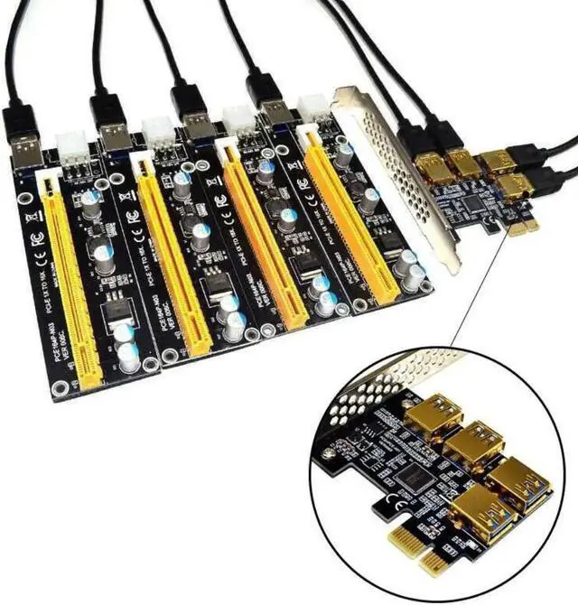 Alt view image 3 of 3 - Aomoproing USB 3.0 Riser Card Extender PCI-E Riser Card USB Cable PCI Express 1X To 16X Extender PCIe Adapter for GPU BTC Miner Mining