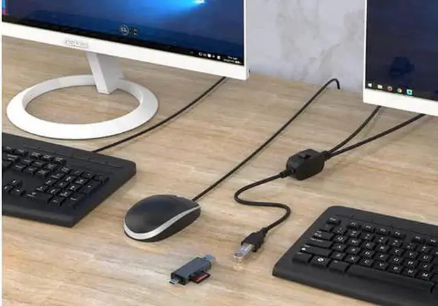 Alt view image 2 of 6 - Aomoproing USB Splitter Cable,Printer Sharing Switch Cable, USB Splitter 2 Male 1 Female for Printer, Scanner, Speaker, Keyboard, Mouse Etc, with Printer Cable (5ft/1.5m)