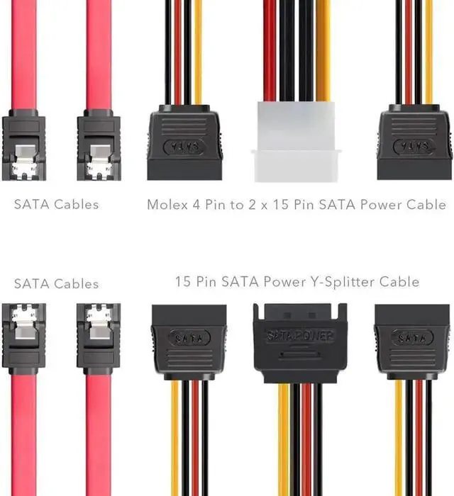 Alt view image 3 of 5 - Aomoproing 2Pack SSD Mounting Bracket 2.5 to 3.5 Adapter with SATA Cable and Power Splitter Cable,DIY 2.5" to 3.5" Internal SSD/HDD Mounting Kit (Black)