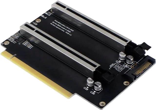 Alt view image 2 of 2 - Aomoproing  PCI-E 3.0 x16 1 to 2 Expansion Card Gen3 Split Card PCIe-Bifurcation x16 to x8x8 with 20mm Spaced Slots CPU4P Power Supply Port (with 4Pin Cable Higher)