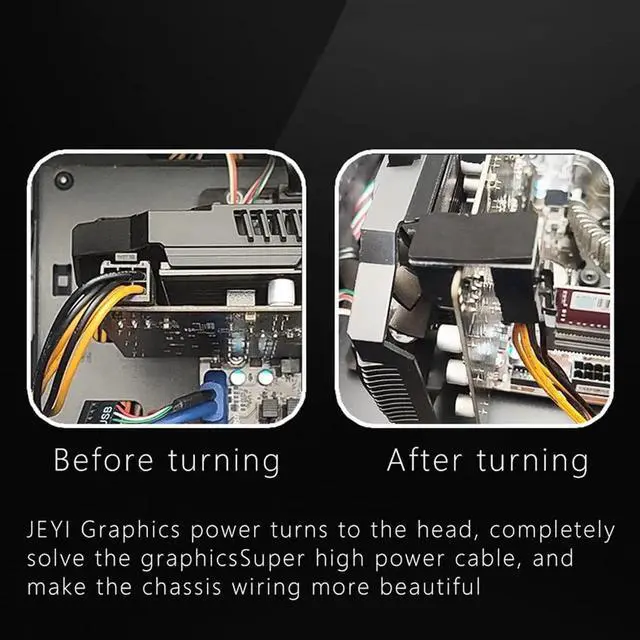 Alt view image 3 of 7 - Aomoproing JEYI ATX 6pin/8pin Male to 6pin/8Pin Female 180 Degree Angled Power Adapter for Desktops Graphics Card (8PIN-N Down Angled)