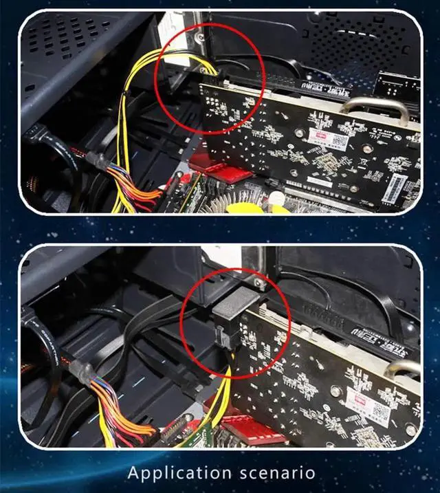 Alt view image 4 of 7 - Aomoproing JEYI ATX 6pin/8pin Male to 6pin/8Pin Female 180 Degree Angled Power Adapter for Desktops Graphics Card (8PIN-N Down Angled)