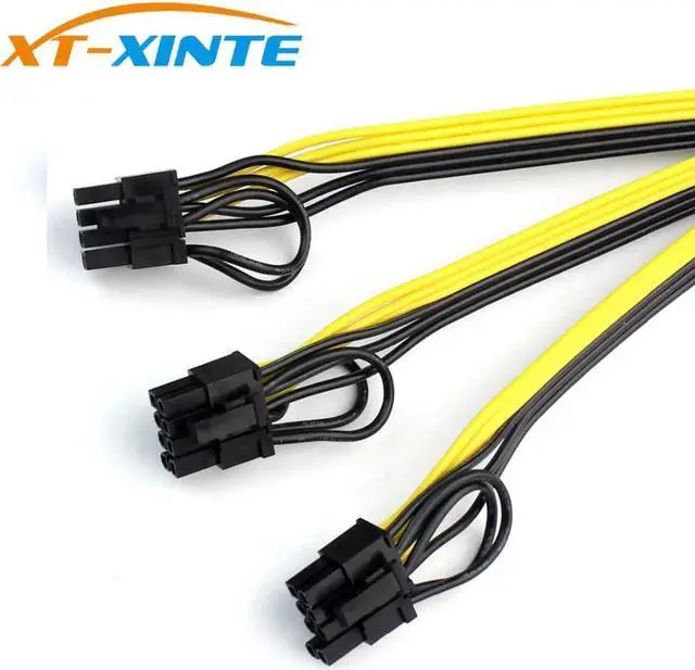 Alt view image 4 of 5 - Aomoproing XT-XINTE 5Pcs Power Supply Cable 1 to 3 6p+2p Miner Adapter Cable 8pin GPU Video Card Wire 12AWG+18AWG Cables for BTC Mining