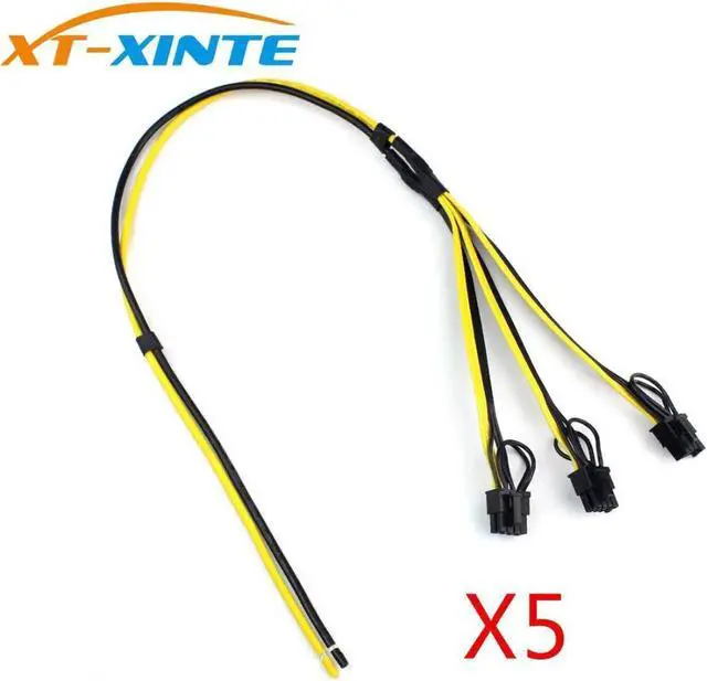 Main image of Aomoproing XT-XINTE 5Pcs Power Supply Cable 1 to 3 6p+2p Miner Adapter Cable 8pin GPU Video Card Wire 12AWG+18AWG Cables for BTC Mining
