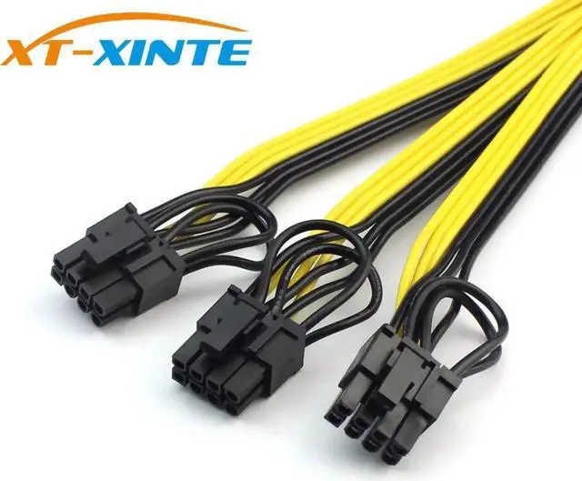 Alt view image 3 of 5 - Aomoproing XT-XINTE 5Pcs Power Supply Cable 1 to 3 6p+2p Miner Adapter Cable 8pin GPU Video Card Wire 12AWG+18AWG Cables for BTC Mining