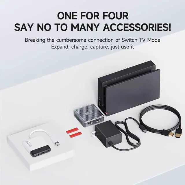 Alt view image 2 of 7 - Hagibis 2 in 1 Switch Dock with HDMI Video Capture Card for Nintendo Switch OLED, Portable TV Docking Station with 4K HDMI, 1080P Capture Card, PD and USB Port Type C to HDMI TV Adapter (Black White)