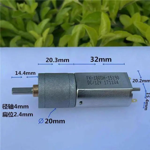 Alt view image 2 of 3 - Aomoproing Micro 20mm FK-180SH-15190 Full Metal Gearbox Gear Reduction Motor D-shaft Dual Shaft DC 3V-12V 75RPM Slow Speed High Torque