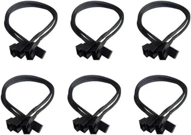 Main image of Aomoproing FOR PWM Fan Splitter Adapter Cable Sleeved Braided Y Splitter Computer 4 Pin Fan Extension Power Cable 1 To 3 Converter