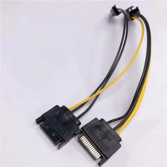 Alt view image 2 of 5 - Aomoproing SATA 2 x 15Pin M to Graphics card PCI-e PCIE 8 (6+2) Pin F Video Card Power Supply Cable 8pin to Sata Y Splitter Adapter 18AWG