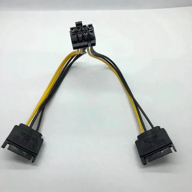 Alt view image 3 of 5 - Aomoproing SATA 2 x 15Pin M to Graphics card PCI-e PCIE 8 (6+2) Pin F Video Card Power Supply Cable 8pin to Sata Y Splitter Adapter 18AWG