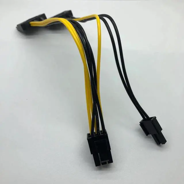 Alt view image 5 of 5 - Aomoproing SATA 2 x 15Pin M to Graphics card PCI-e PCIE 8 (6+2) Pin F Video Card Power Supply Cable 8pin to Sata Y Splitter Adapter 18AWG