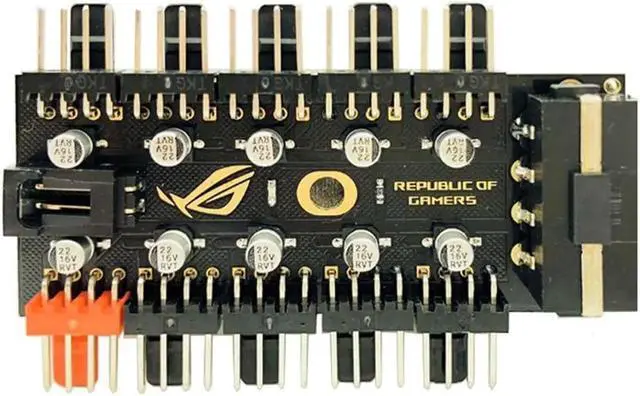 Alt view image 4 of 5 - Aomoproing XT-XINTE 1 to 10 Cooling Fan Hub Splitter LED Cable PWM 4Pin 12V Power Supply Speed Controller Adapter for Bitcoin Miner