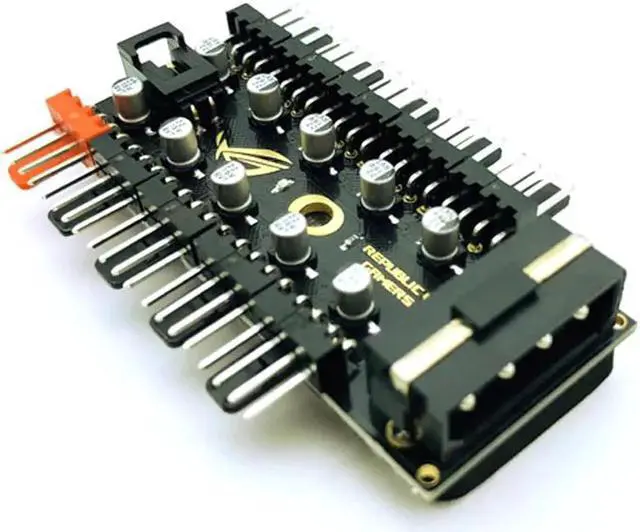 Alt view image 3 of 5 - Aomoproing XT-XINTE 1 to 10 Cooling Fan Hub Splitter LED Cable PWM 4Pin 12V Power Supply Speed Controller Adapter for Bitcoin Miner