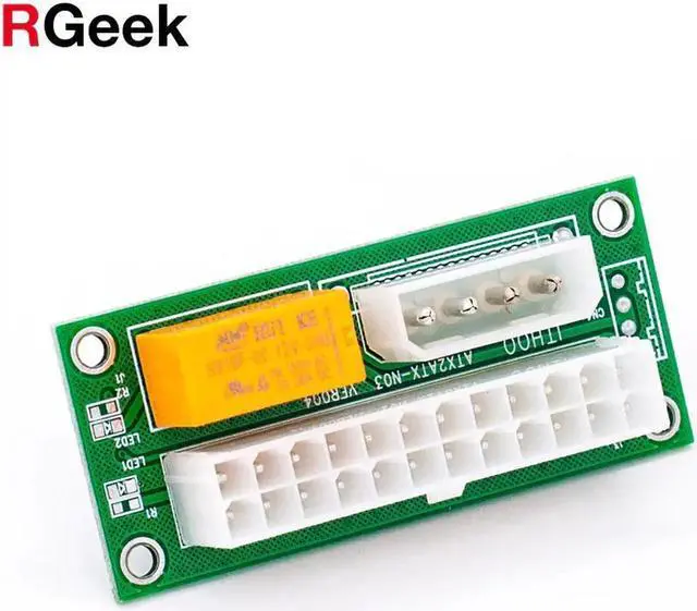 Alt view image 2 of 3 - Aomoproing 2017 Newest ATX 24Pin to Molex 4Pin Dual PSU Power Supply Sync Starter Extender Cable Card For BTC Miner Machine add2psu