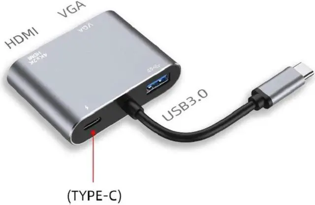 Alt view image 3 of 3 - Aomoproing Type-C To 4K HDMI-compatible VGA USB C 3.0 Hub Adapter for MacBook Nintendo Samsung S20 Dex Huawei Matebook Xiaomi 10 TV