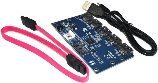 Alt view image 5 of 5 - Aomoproing SATA Adapter Card 1 to 5 Port Converter SATA Port Multiplier Hard Disk Riser Card Hub for Windows 7 XP Vista data protection