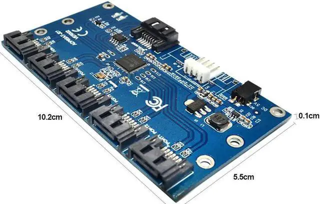 Alt view image 3 of 5 - Aomoproing SATA Adapter Card 1 to 5 Port Converter SATA Port Multiplier Hard Disk Riser Card Hub for Windows 7 XP Vista data protection
