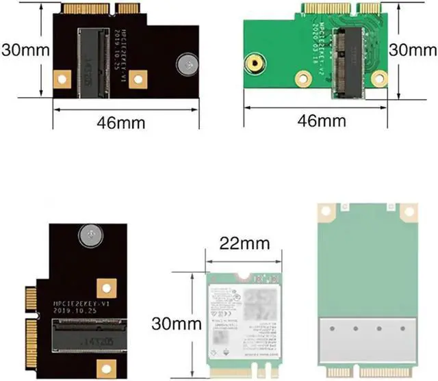 Alt view image 3 of 3 - Aomoproing  Minipcie To M2 Network Card Adapter Card Notebook AX200 Upgrade for Lenovo Y510P Replacement M.2 To Mini PCIe Card - Green
