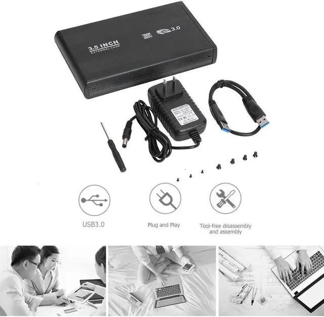 Alt view image 2 of 6 - Aomoproing 3.5 inch USB 3.0 To SATA Port Portable 5-Gbps External SSD Hard Drive Enclosure Compatible Operating System For Windows 98/SE(black B)