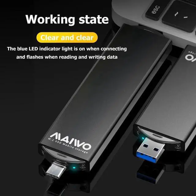 Alt view image 6 of 6 - Aomoproing USB/Type-C 2 in 1 Hdd Solid State Case M.2 SATA Hard Drive Box B Key/B&M Key SSD Adapter for 2230/2242/2260/2280 SSD