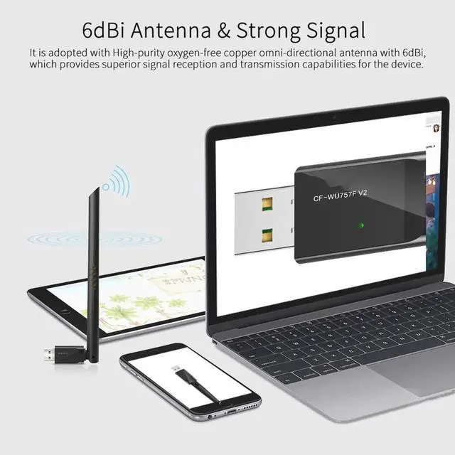 Alt view image 4 of 5 - Aomoproing Free Driver USB Wifi Wireless PC Network Card 150Mbps Mini Wifi Adapter with 6dBi Antenna WPS one key encryption
