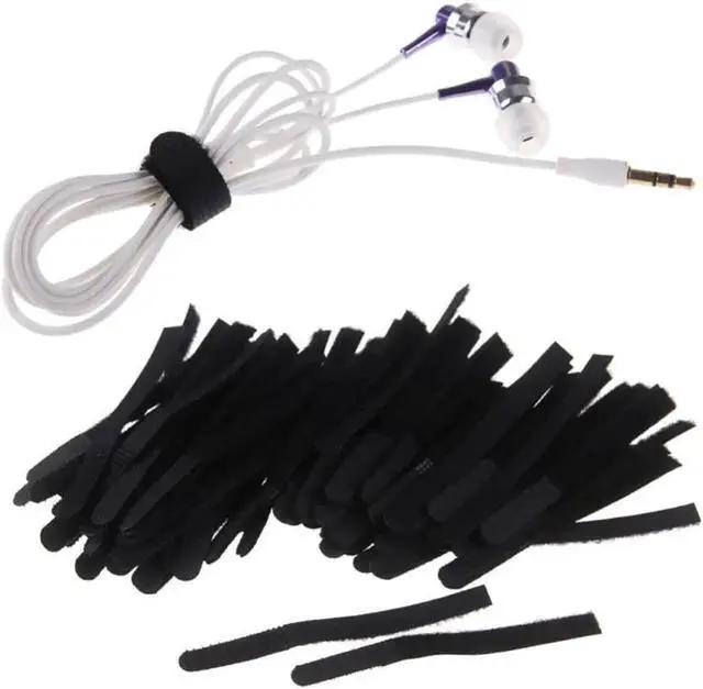 Alt view image 3 of 3 - Aomoproing 100Pcs Reusable Nylon Hook Loop Earphone Cable Cord Ties Tidy Straps Organizer Headphone Cable Accessories