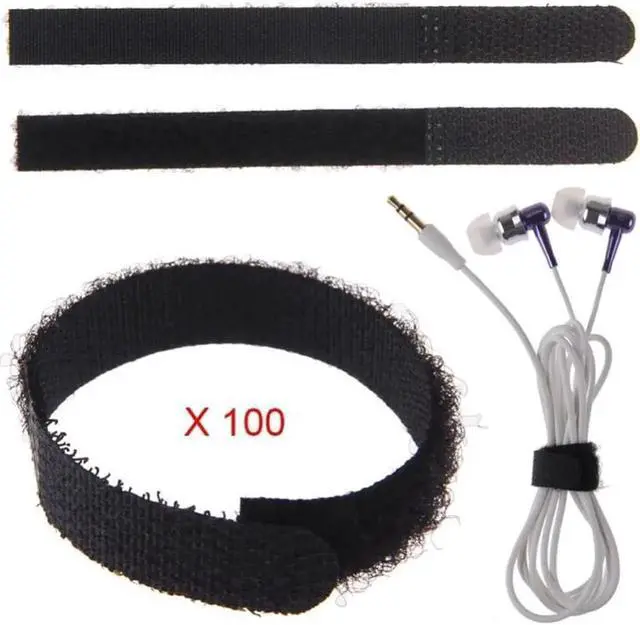Alt view image 2 of 3 - Aomoproing 100Pcs Reusable Nylon Hook Loop Earphone Cable Cord Ties Tidy Straps Organizer Headphone Cable Accessories