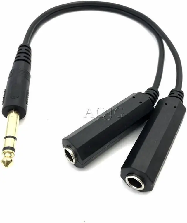 Main image of Aomoproing 6.35 mm Male to 2 6.35 mm Female Adapter Cable 1/4 6.35mm Plug to Dual 6.35mm Jack Y Splitter Stereo Audio Cord
