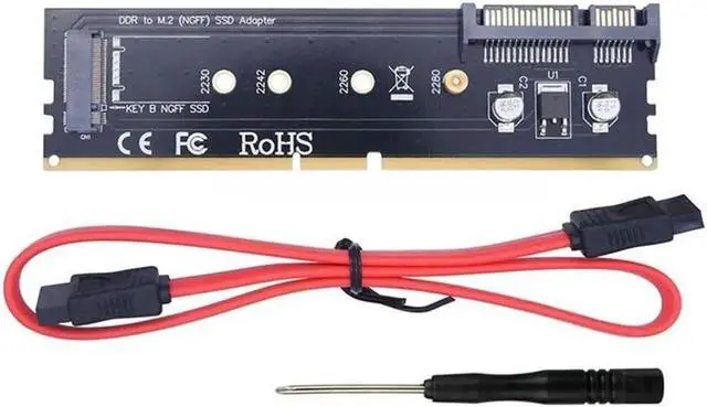 Main image of Aomoproing FOR DDR3 DDR4 DDR2 To M2 SSD Adapter Black PCB SATA 15Pin Power + SATA 7Pin Data Port