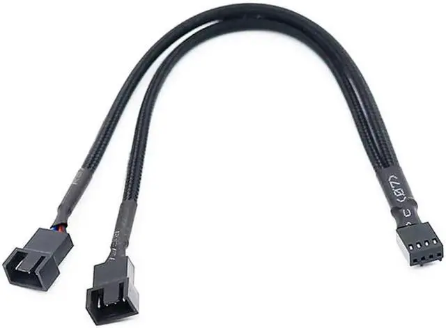 Main image of Aomoproing 1 to 2 Way Braided Cable Y Splitter 3/4 Pin PWM Male Connector Fan Computer PC Fan Extension Adapter Cable