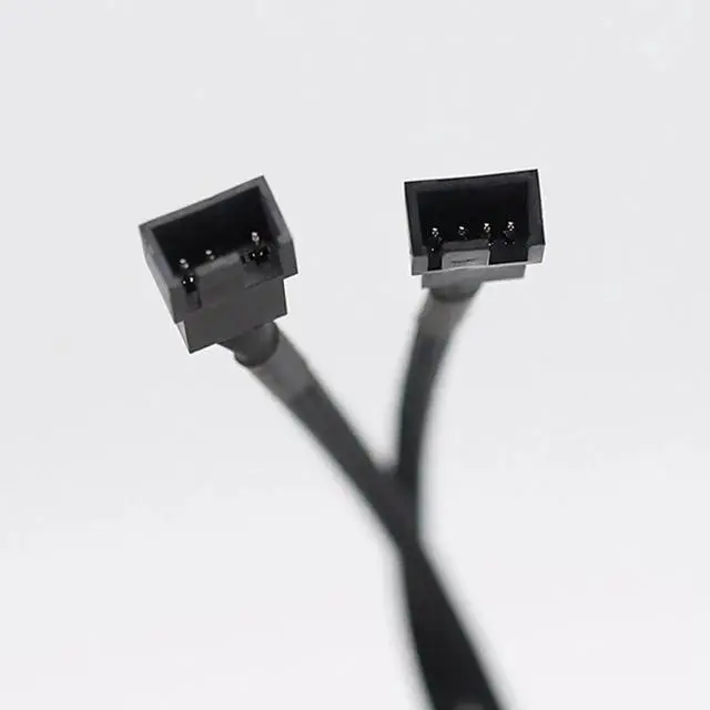 Alt view image 3 of 5 - Aomoproing 1 to 2 Way Braided Cable Y Splitter 3/4 Pin PWM Male Connector Fan Computer PC Fan Extension Adapter Cable