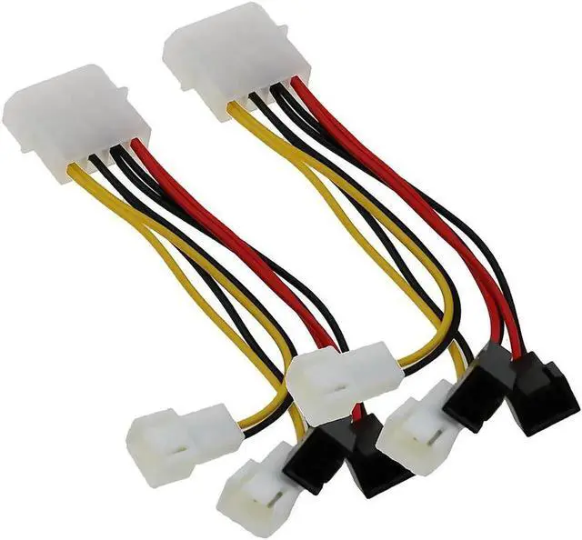 Main image of Aomoproing 2pc 4-Pin Molex To 3-Pin Fan Power Cable Adapter Connector 12V Computer Cooling Fan Cables For CPU PC Case Fan