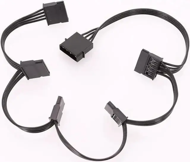 Main image of Aomoproing  IDE 1 to 5 SATA 15Pin Hard Drive Power Supply Splitter Cable Cord for DIY PC Sever 4-pin to 15-pin Power 60CM