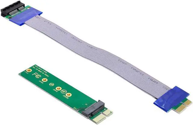 Alt view image 2 of 3 - Aomoproing NVME AHCI NGFF M-key SSD to PCI-E 3.0 1x x1 Vertical Adapter with PCI-E Cable Male to Female Extension