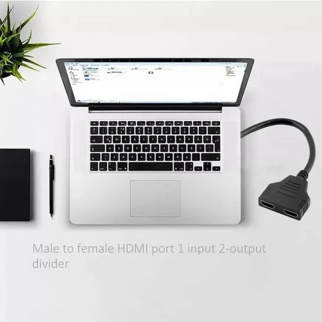 Alt view image 2 of 2 - Aomoproing Cable Adapter 1.4B Splitter HDMI-compatible 1 in 2 Out Cable Connector Port Hub 2-port Male to Female Polybag Non-shielded