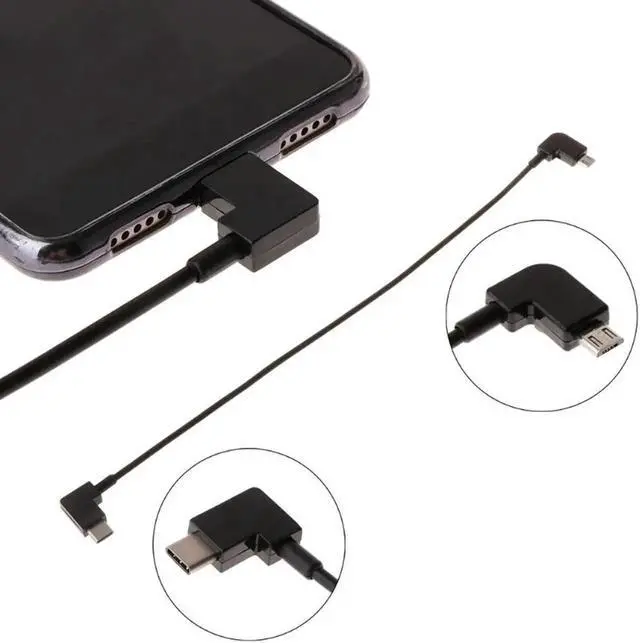 Alt view image 4 of 4 - Aomoproing Double elbow Micro USB to Type C Cable for Drone Controller TabletPC Double elbow Micro USB to Type C Cable for Drone Controller TabletPC