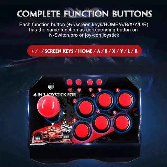 Alt view image 2 of 3 - Aomoproing ABS Wired Game Joystick Plug Play 4-in-1 USB Fighting Stick Gamepad Controller -free Game Component for Switch PS PC
