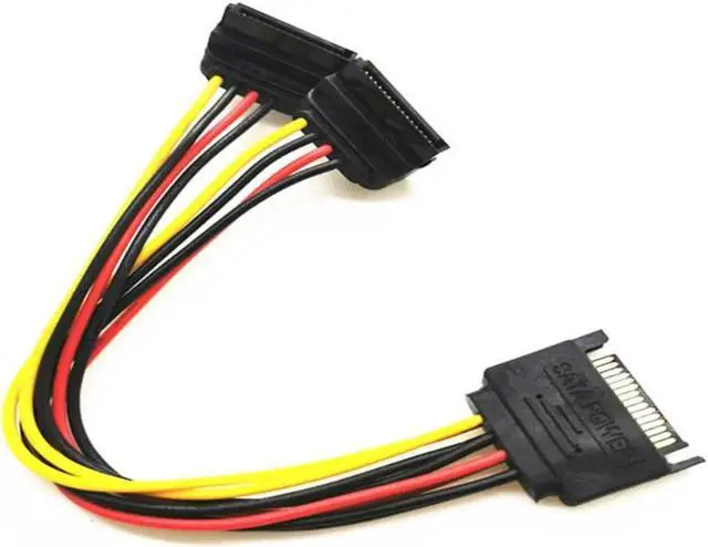 Main image of Aomoproing 20cm 15Pin SATA Male to 2 Female Elbow Computer Case Power Hard Disk one-to-two Splitter High-Quality Power Cord
