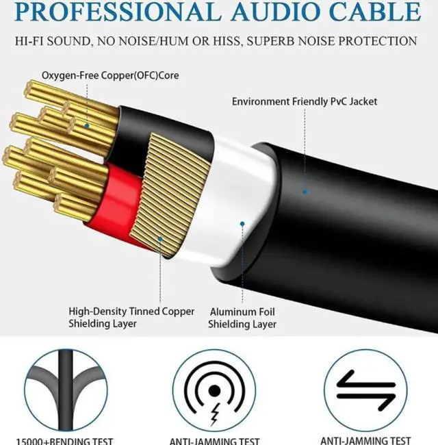 Main image of Aomoproing Splitter Headphone for Computer 6.35mm Jack To 2 Female 6.35mm Mic Audio Y Splitter Cable Headset To PC Adapter AUX Cable