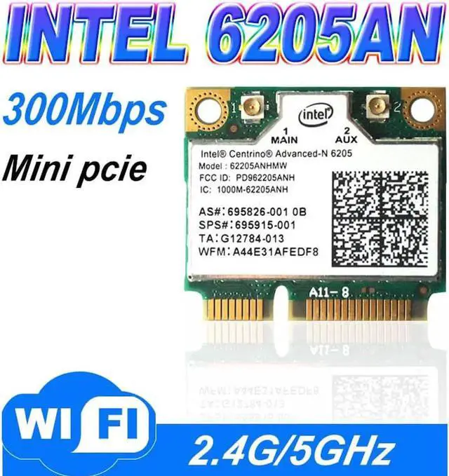 Main image of Aomoproing WDXUN 300M Dual Band Wlan Network Adapter for Intel Advanced-N 6205 62205AN 300Mbps Wireless Wifi 2.4Ghz 5Ghz Mini PCI-E Card