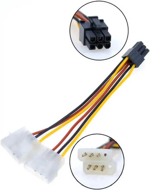 Alt view image 2 of 4 - Aomoproing  18cm ATX IDE for Molex Power Dual 4 To 6-Pin PCI Express PCIe Y Molex IDE Power Cable Adapter Connector for video card (5pc)