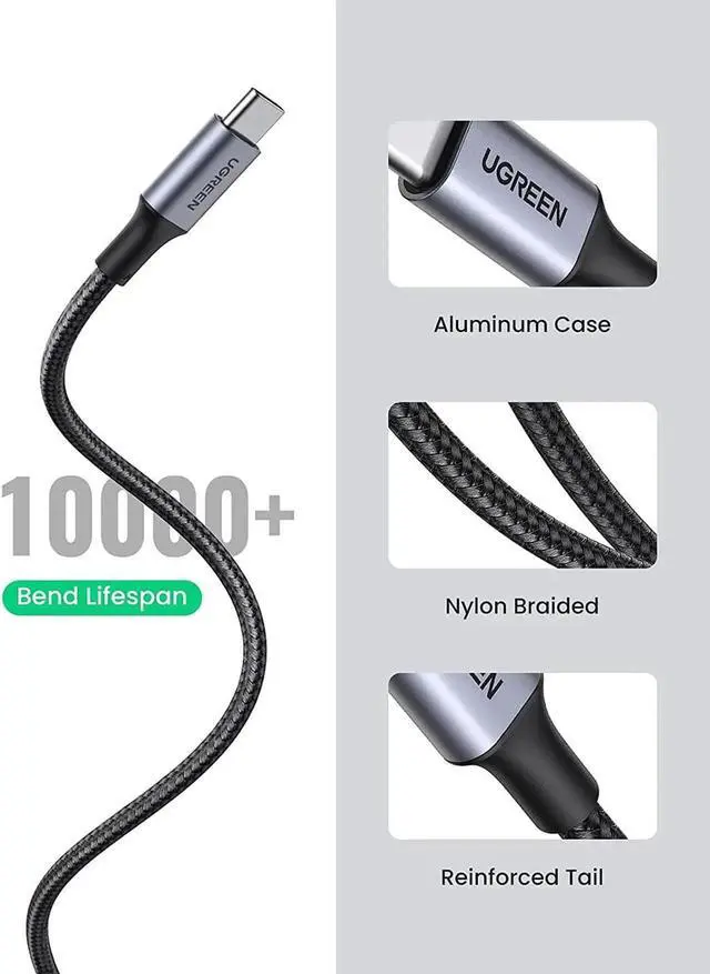 Alt view image 4 of 7 - UGREEN USB Type C Cable Nylon Braided USB A to USB C Fast Charger Compatible with iPad Mini 6 Air 4 Samsung Galaxy S21 S20 Z Flip 3 Z Fold Note 20 LG V60 GoPro Hero 8 PS5 Controller Switch (1.5ft)