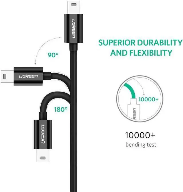 Alt view image 3 of 7 - Aomoproing UGREEN Mini USB to USB C Cable USB Type C to Mini USB Cable for Digital Camera MP3 Player and More Mini B USB Devices Black 3ft